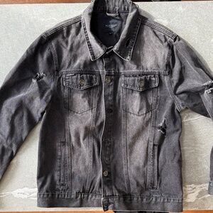 Request Trucker Denim Jacket - Distressed Dark Grey - Size XL - New